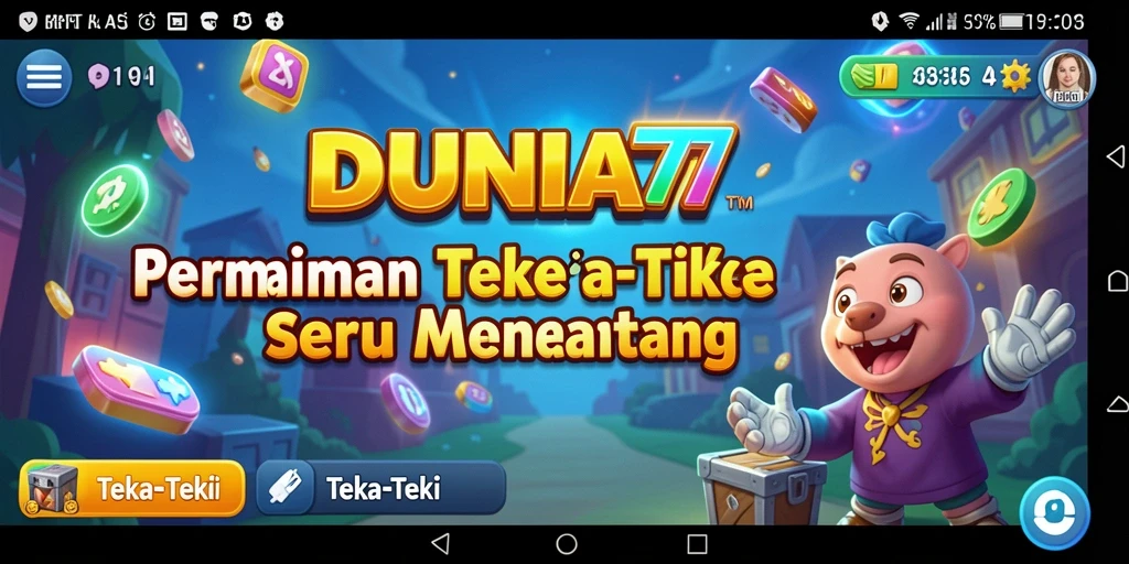 Tampilan antarmuka DUNIA77 dengan berbagai teka-teki menantang.