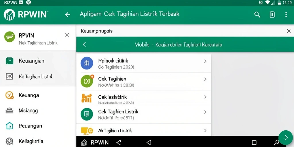 Tampilan antarmuka RPWIN untuk cek tagihan listrik.