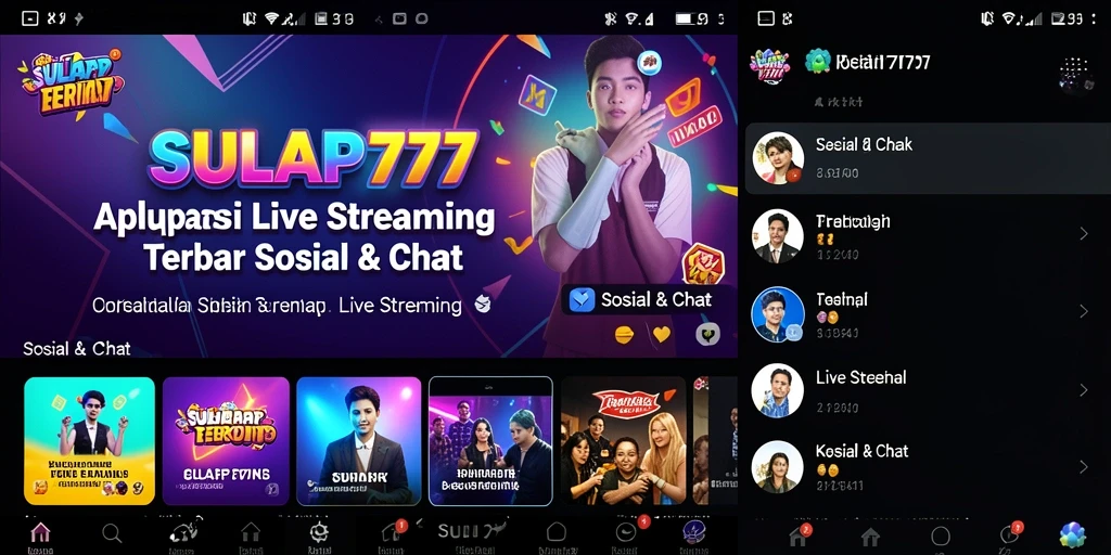 Antarmuka pengguna SULAP777 yang menarik untuk fitur Live Streaming.