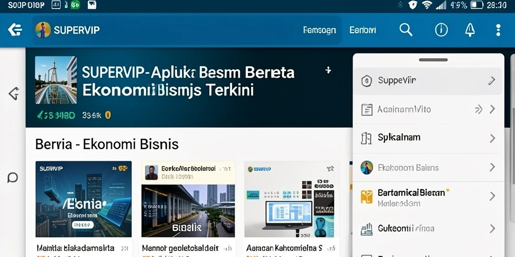 Screenshot antarmuka utama SUPERVIP yang informatif untuk berita ekonomi.